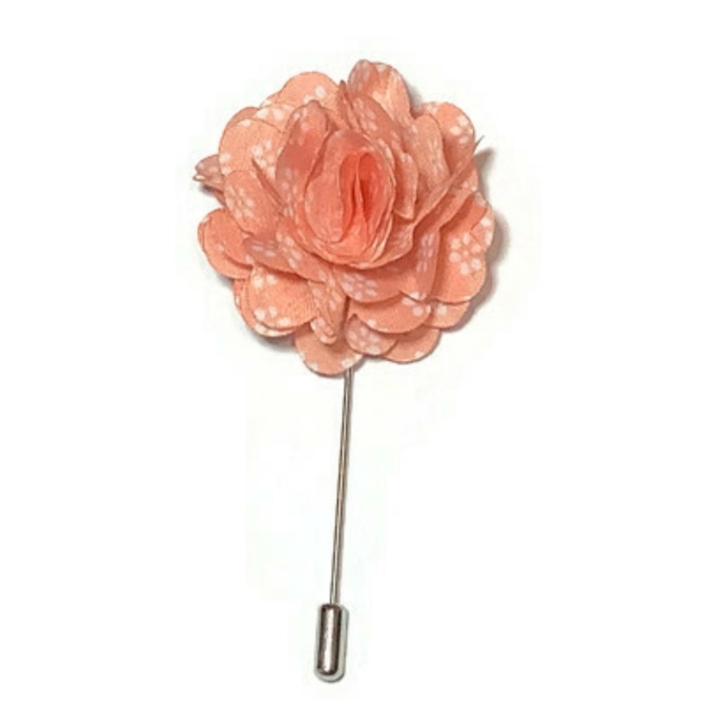 Peach and White Boutonniere Stick Pin